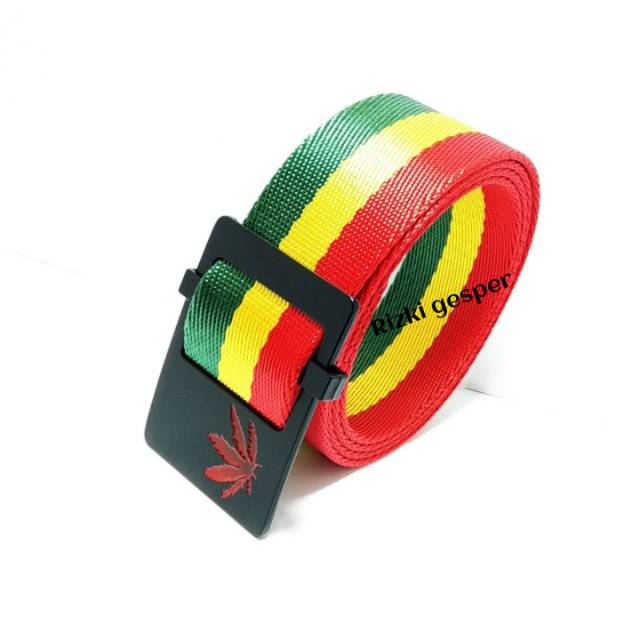 ikat pinggang pria-wanita kanfas motif rasta