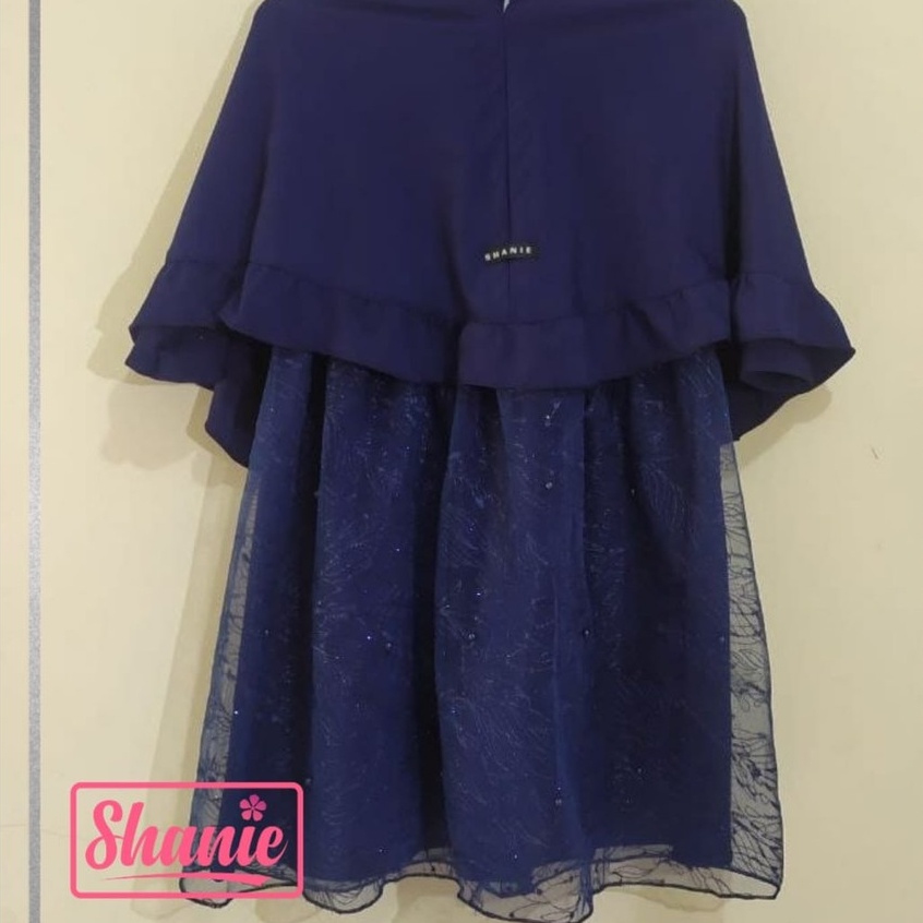 Gamis Anak Tulle (Free Mini Gold) Set Hijab NAVY Fashion Muslim Anak by Shanie Kids