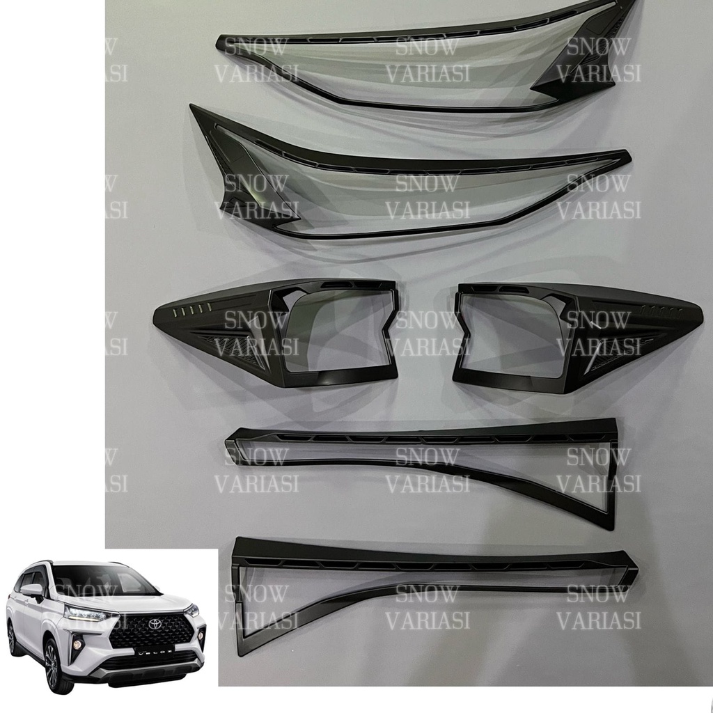 Paket Garnish Lampu Depan Belakang All New Veloz 2022 2023 2024 UP Hitam Doff