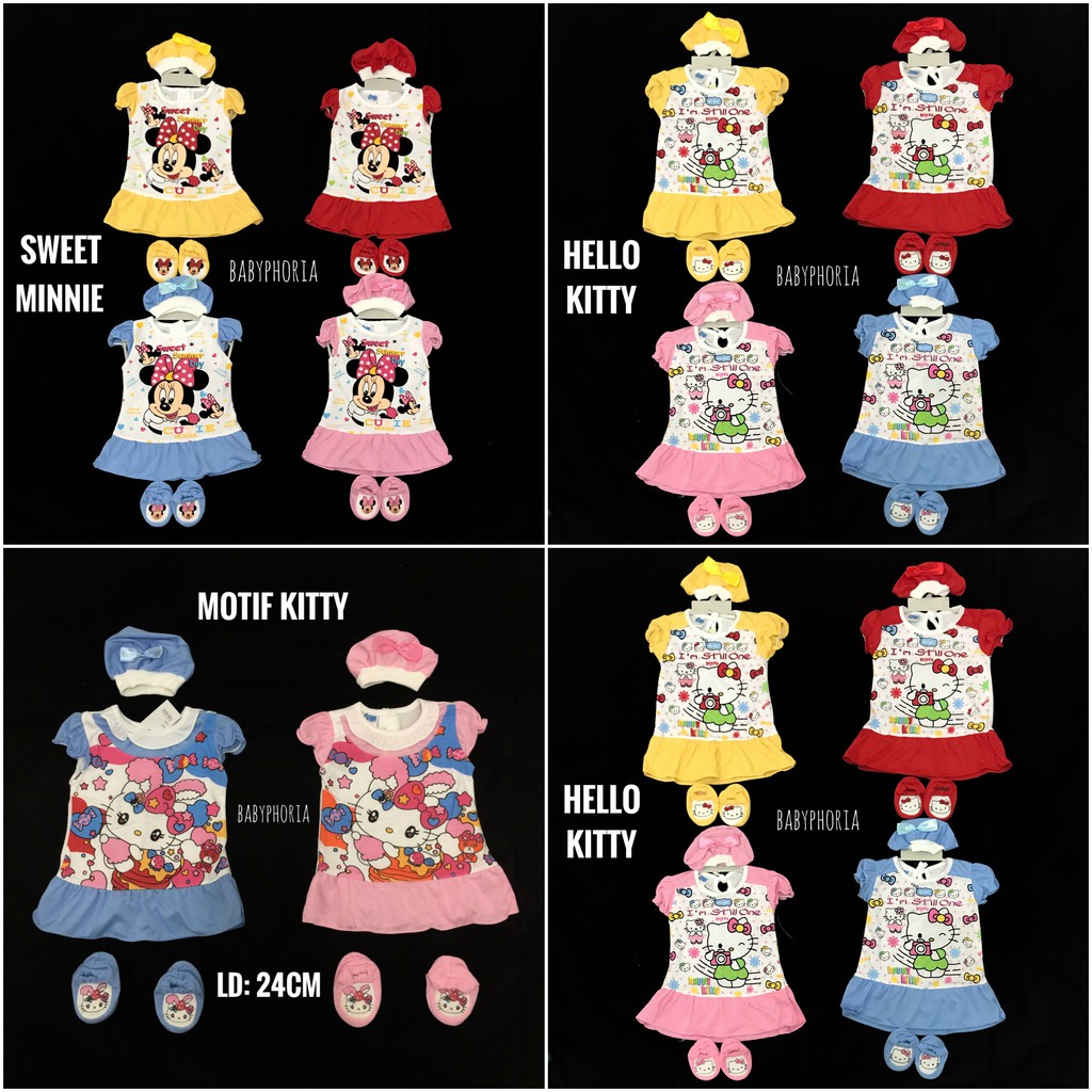 Set Dress Bayi Perempuan Chibi Motif Cute