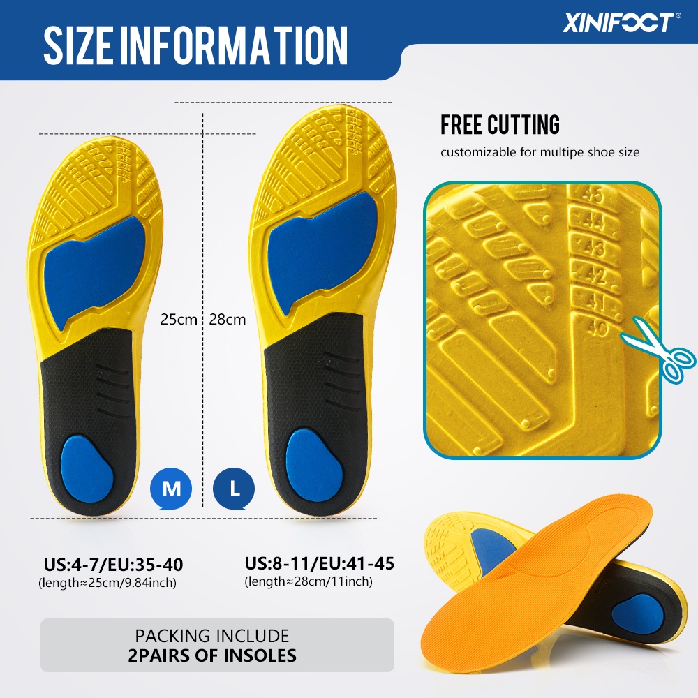 Sepasang Insole Silikon Gel Penompang Lengkung Sepatu size 35-45