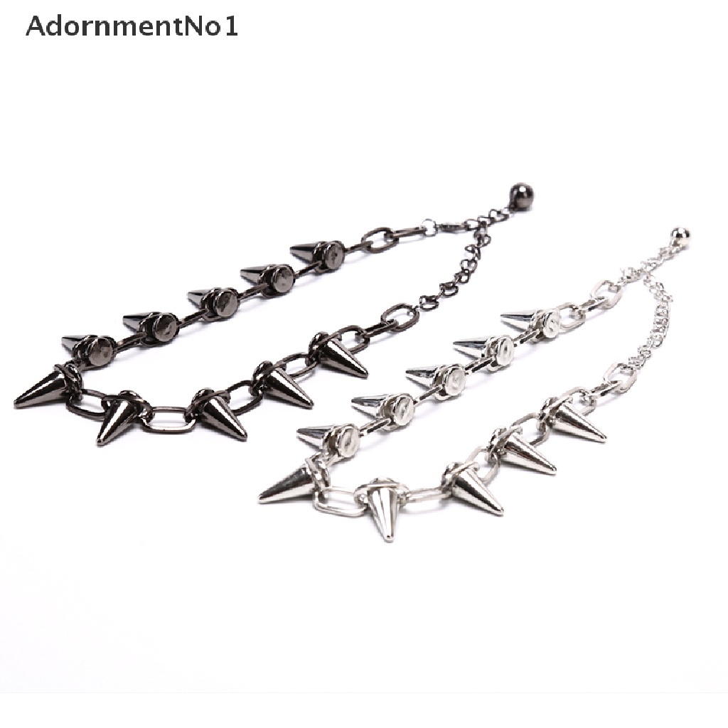 (AdornmentNo1) Kalung Choker Rantai Gaya Punk Rock Aksen Rivet Untuk Perhiasan Wanita