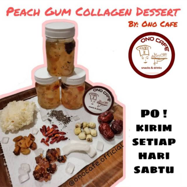 PEACH GUM COLLAGEN DESSERT ONO CAFE 200ML IMMUNE BOOSTER SEHAT ALAMI TANPA PENGAWET/PEMANIS BUATAN