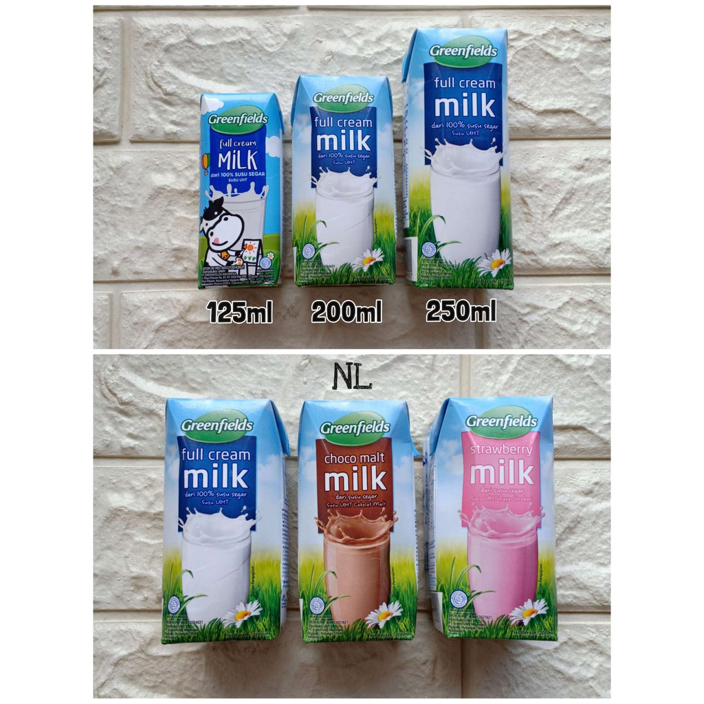 Susu Greenfields 200ml Full Cream Choco Malt Coklat Cokelat Strawberry Stroberi 200 ml greenfield