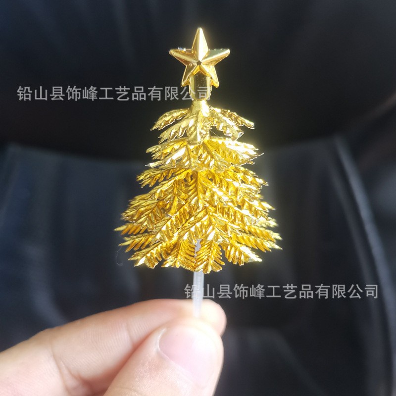 CTTS cake topper pohon natal gold bintang star dekorasi hiasan kue