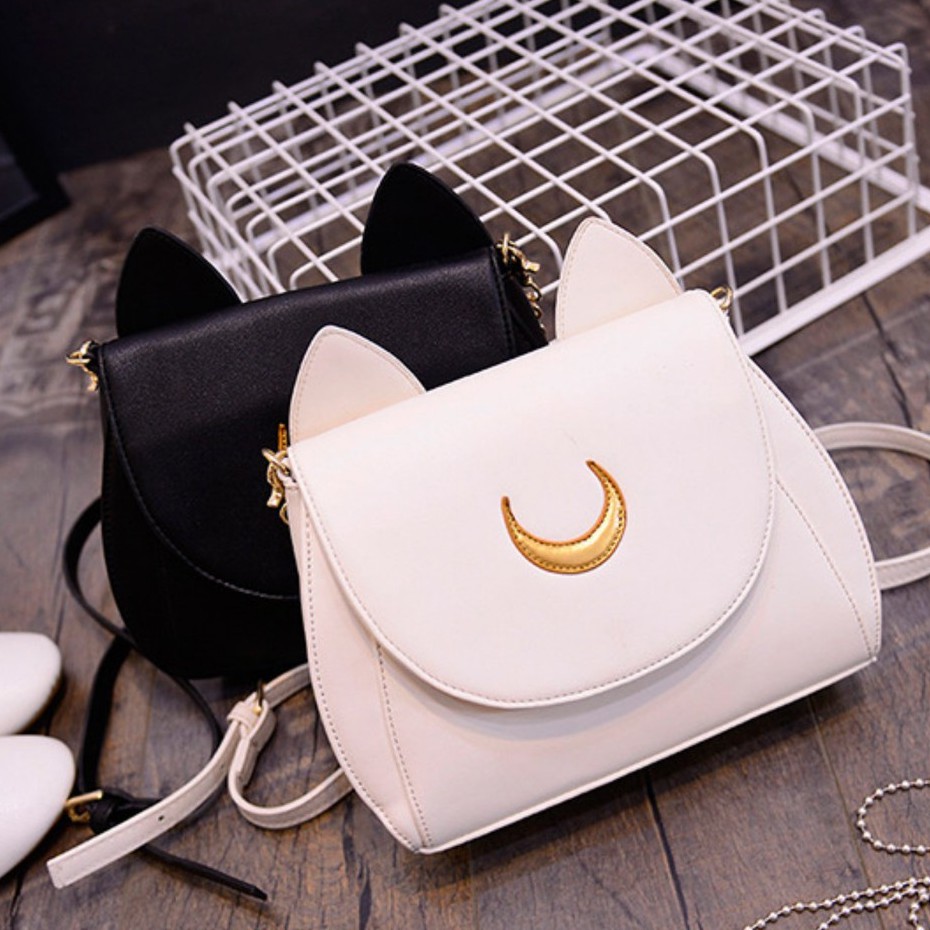 TB-37 tas selempang sailormoon luna artemis hitam putih neko cat kucing import jepang sailor moon