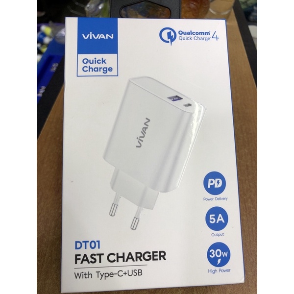 BATOK VIVAN DT01 FAST CHARGER WITH TYPE C + USB