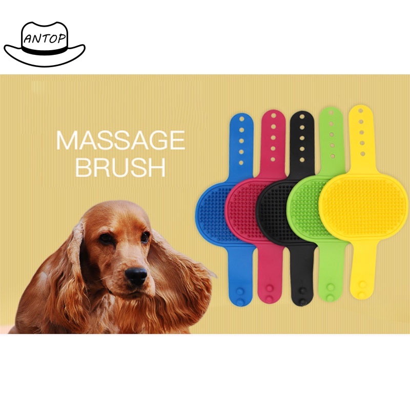 Sisi Bulu Hewan Anjing Kucing Pet Comb Brush Silicone for Bath Dog Cat ANTOP