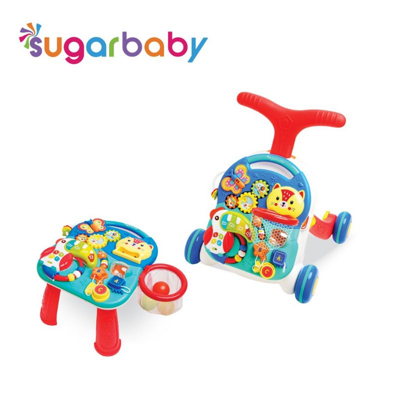 Sugar Baby 10 in 1 Premium Activity Walker &amp; Table - Parrot Basketball / Push Walker / Baby Walker / Alat Bantu Jalan Anak