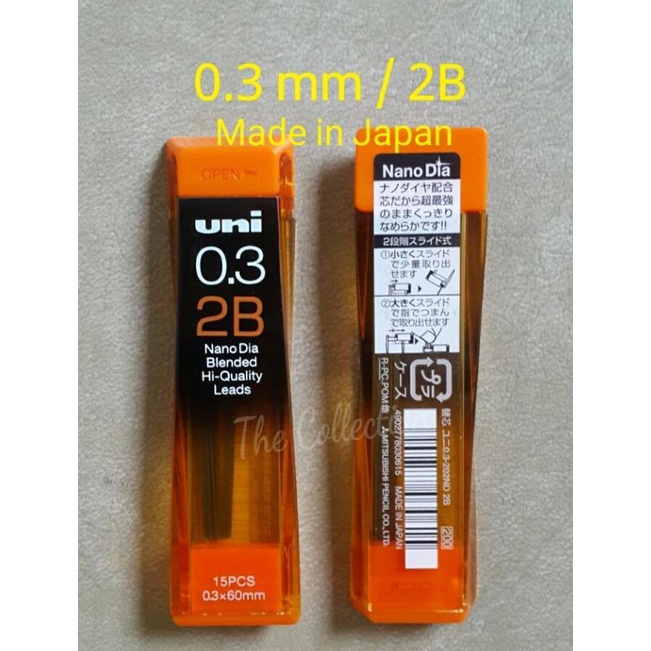 

➴ ATK256UN isi 15 pcs JAPAN 0.3 mm 2B isi pensil mekanik uni mitsubishi ➩