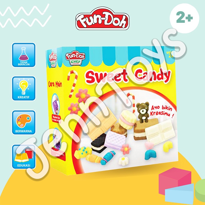 JennToys - Mainan Anak Dough Set Mainan Edukasi FunDoh Murah Mainan edukatif - FUN DOH SWEET CANDY