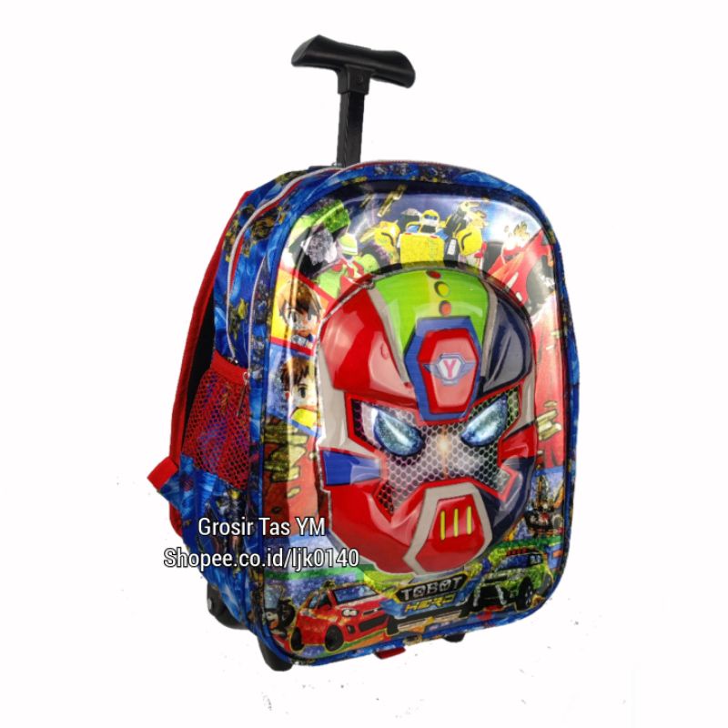 Tas Ransel Roda Anak Laki laki Tobot. Gambar Timbul. Kelas 2-4 SD