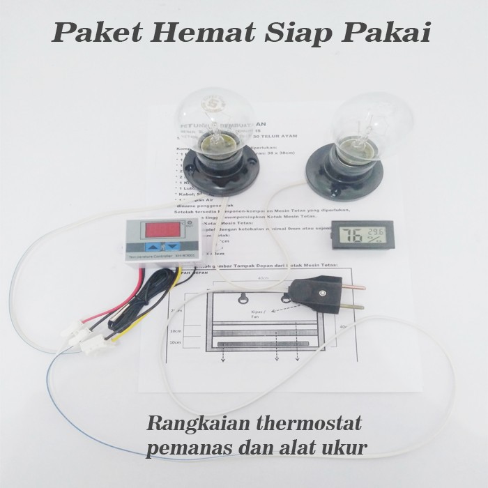 Paket siap pakai termostat pemanas thermo hygrometer mesin tetas