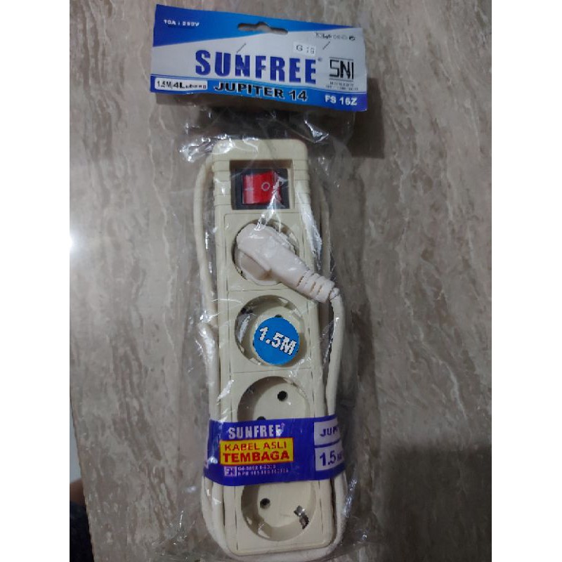 Stopkontak + Kabel Sunfree (3/ 4/ 5 Lobang + 1.5 Meter) Kabel Olor T Arde Jupiter 13 14 15 Sunfree