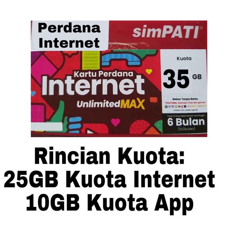 PROMO KARTU PERDANA INTERNET TELKOMSEL SIMPATI 25GB / 35GB