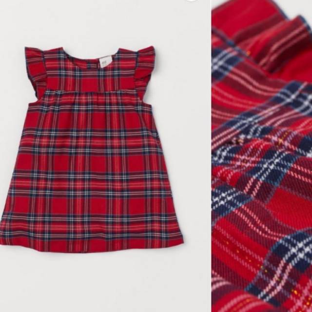 h&m red checked dress