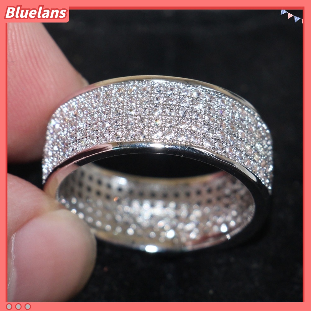 Bluelans Cincin Berlian Imitasi 5 Baris Untuk Pernikahan