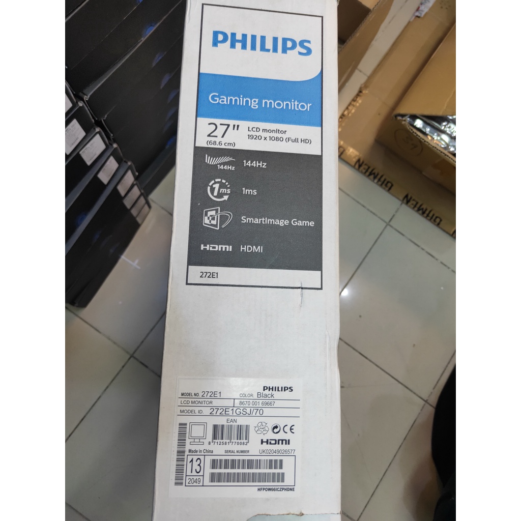 LED Monitor Philips 272E1GSJ 27&quot; VA 1080P 144Hz 1ms 350cdm HDMI DP Resmi