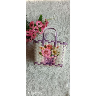 tas decoupage super mini, tas anyaman cantik, tas souvenir, tas hampers cantik