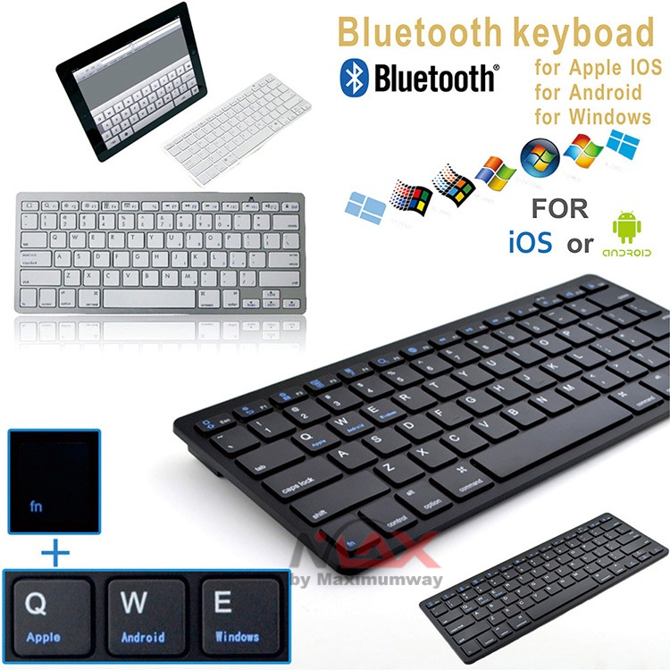 Keyboard &amp; Mouse pure Bluetooth (NO DONGLE) untuk Android IOS Tablet Smartphone Windows kompatibel semua OS selama ada Bluetooth blutut keyboard mini portable ringan kecil untuk TV android Box New Slim Bluetooth Wireless Keyboard Layout US
