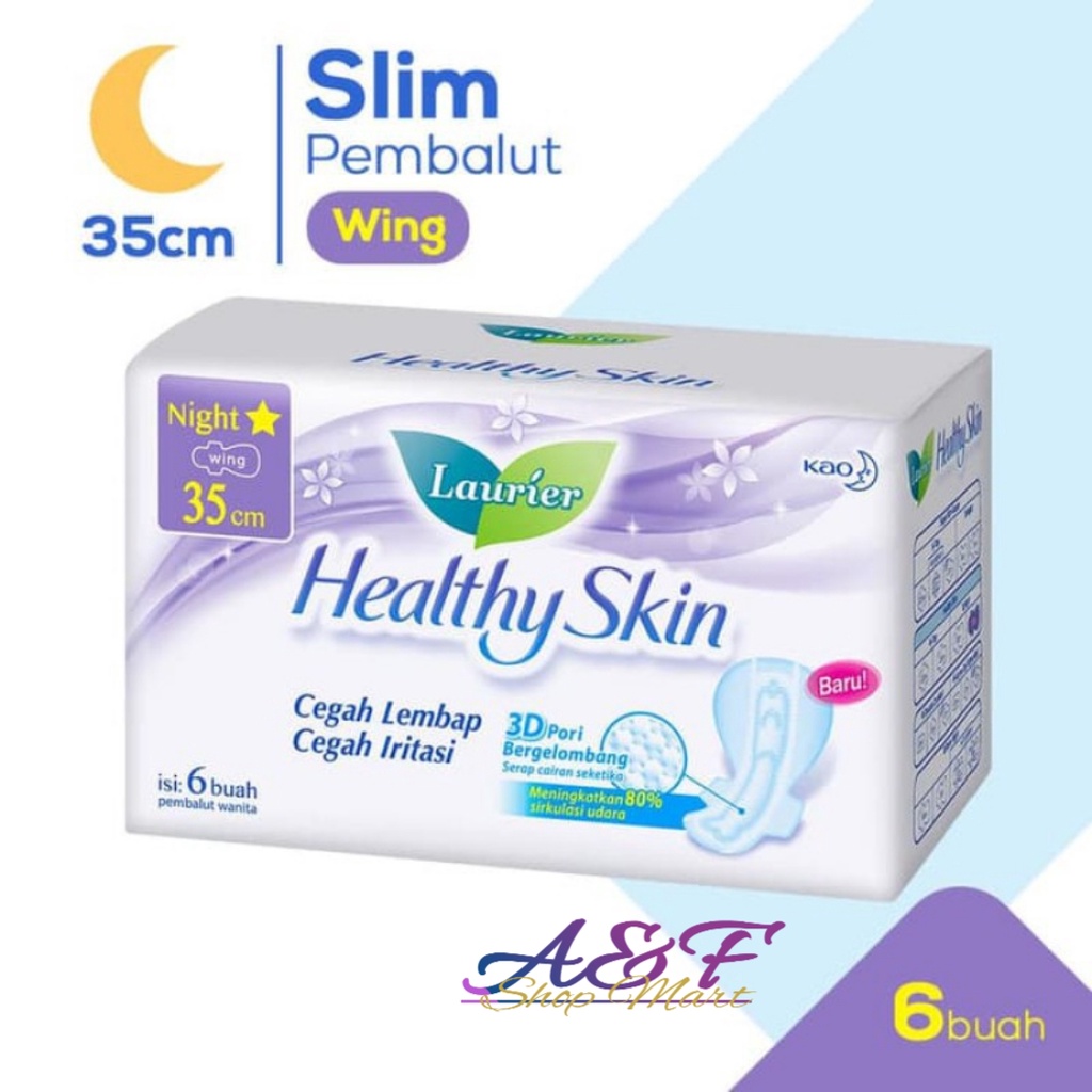 LAURIER Healthy Skin Night Wing 35cm 6s - Pembalut Wanita