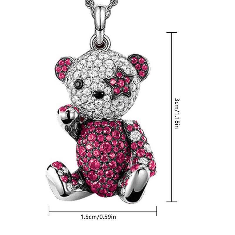 Kalung Liontin Kristal Bentuk Beruang Bahan 925 Sterling Silver Gaya Hip Hop Untuk Wanita