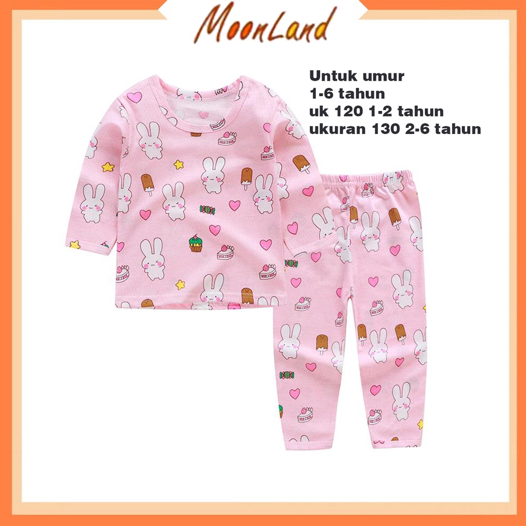 MoonLand 116 Baju tidur anak UKURAN BESAR Lengan Panjang Piyama Anak Import