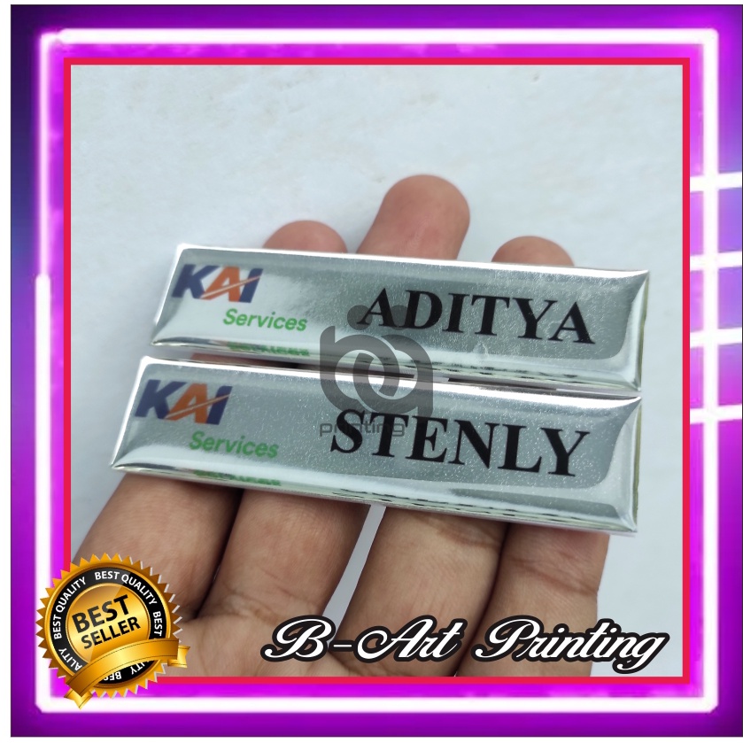 Name Tag Papan Nama Nama dada Gold Name Emas dan Silver Akrilik Full Body dan List Gold Premium