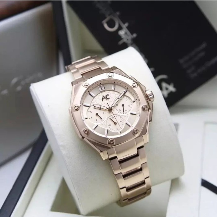 Jam Tangan Wanita Alexandre Christie AC 9601 AC9601 RoseGold Rantai Original