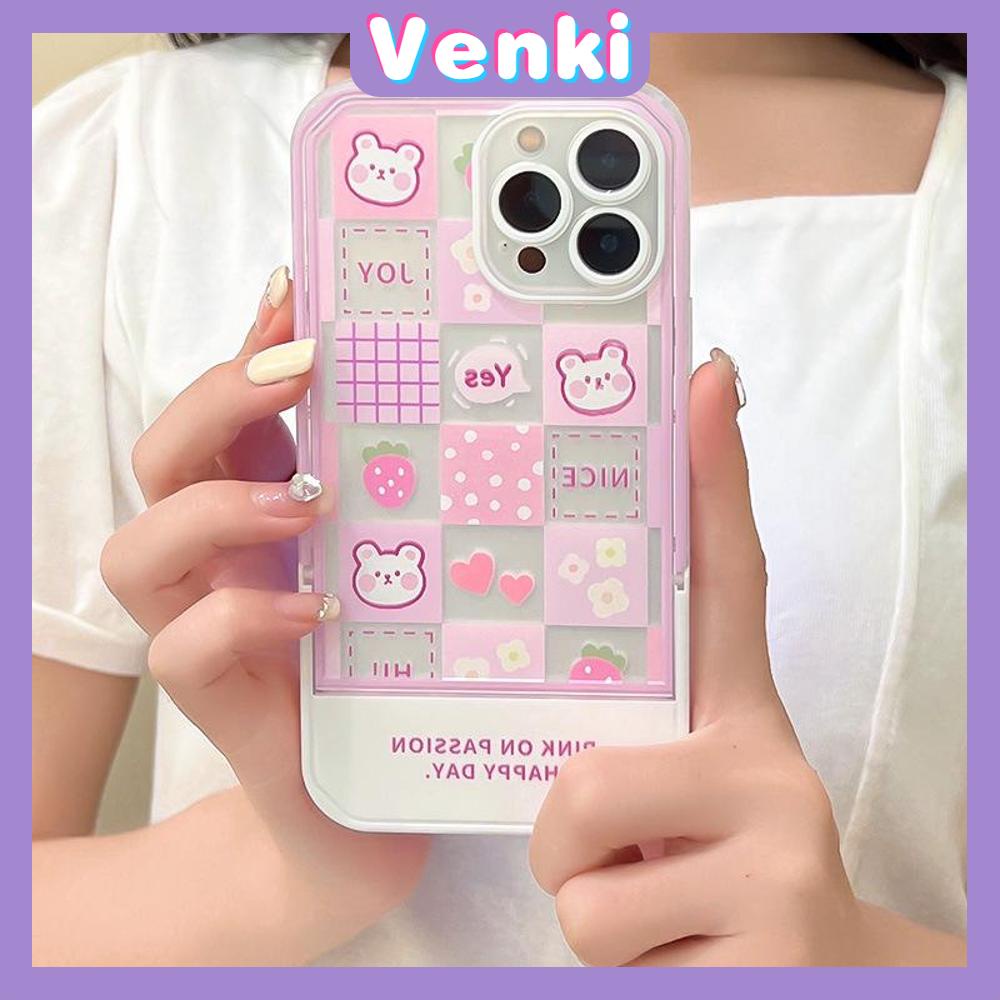 iPhone Case Acrylic Invisible Folding Stand Silicone Soft Case Airbag Shockproof Camera Cover Bear Cute Cartoon Compatible For iPhone 11 Pro Max 13 Pro Max 12 Pro Max 7Plus XS Max