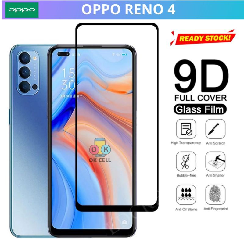 TG Anti Gores Layar Oppo Reno 4 - Tempered Glass Full Kaca Oppo Reno4 Ful Screen Protector Premium