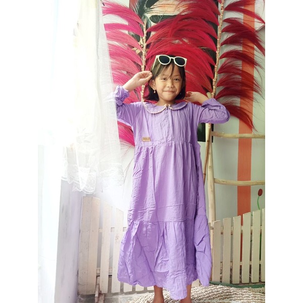 Gamis Anak Rayon Kringkel Midi 6-8 tahun Polos