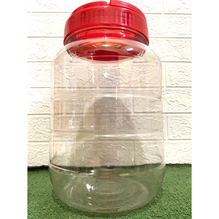 Toples Plastik Jumbo 10 liter tutup merah model tabung /toples bening / toples snack / toples kerupuk