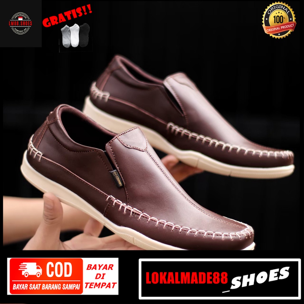 Sepatus Slip On Kerja Pria Kulit Original Putih Sepatu Kerja Wanita plat Dokter Farmasi Sepatu Kanto