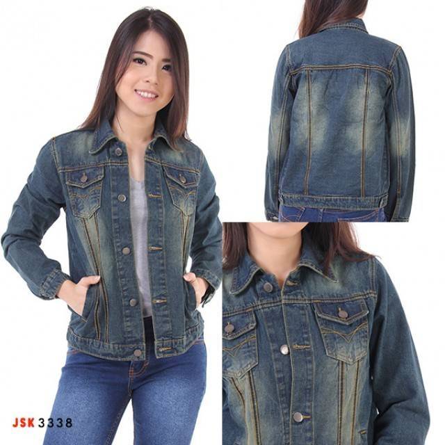 4 variasi warna Jaket Jeans Wanita Modis Terbaru Jaket Import JSK Jeans Original