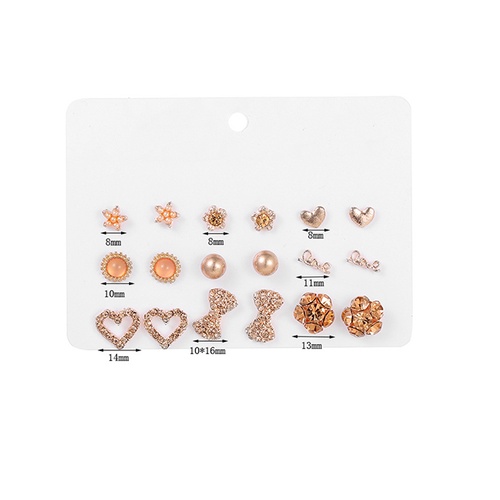 LRC Anting Set Fashion Color Mixing Waterdrop 9 Pair Earring Set K50502