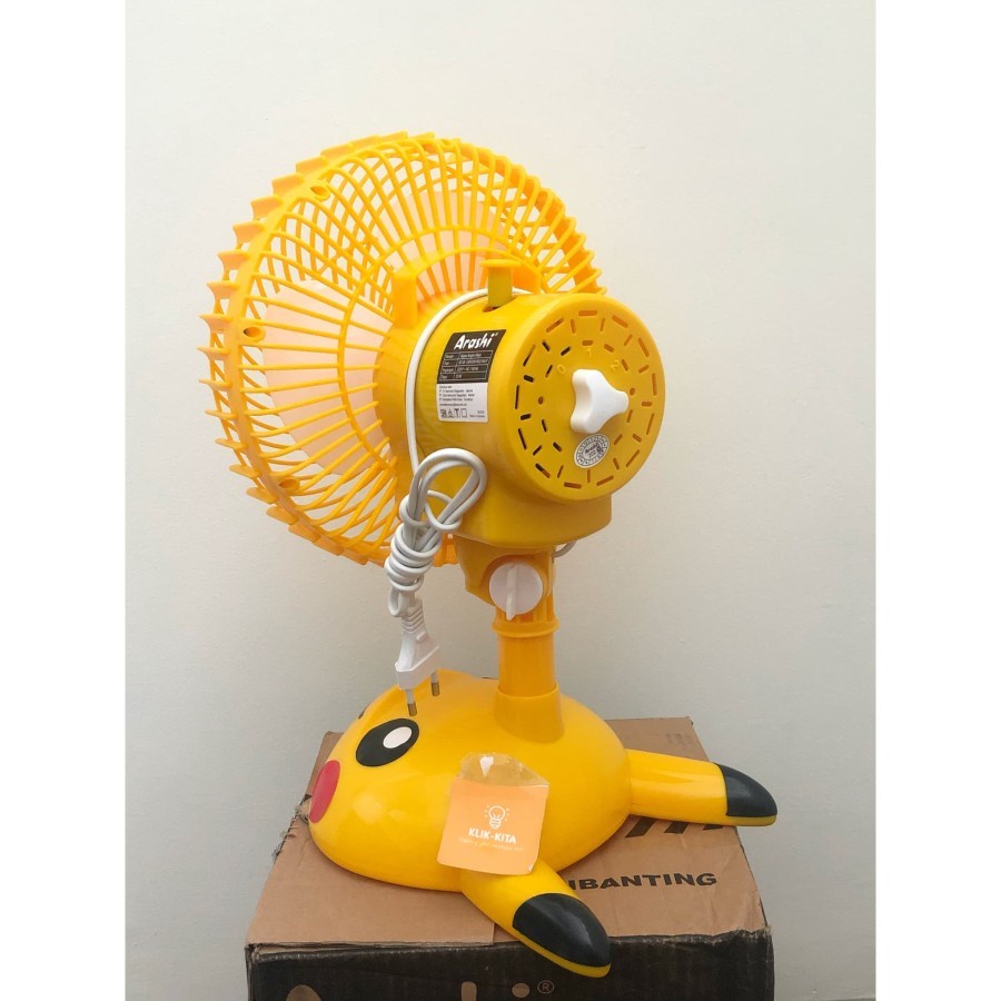 Desk Fan Arashi Karakter Pikachu PK03 Kipas Angin Meja Character 8 Inch Pikachu Arashi 8&quot; PK-03 Pokemon