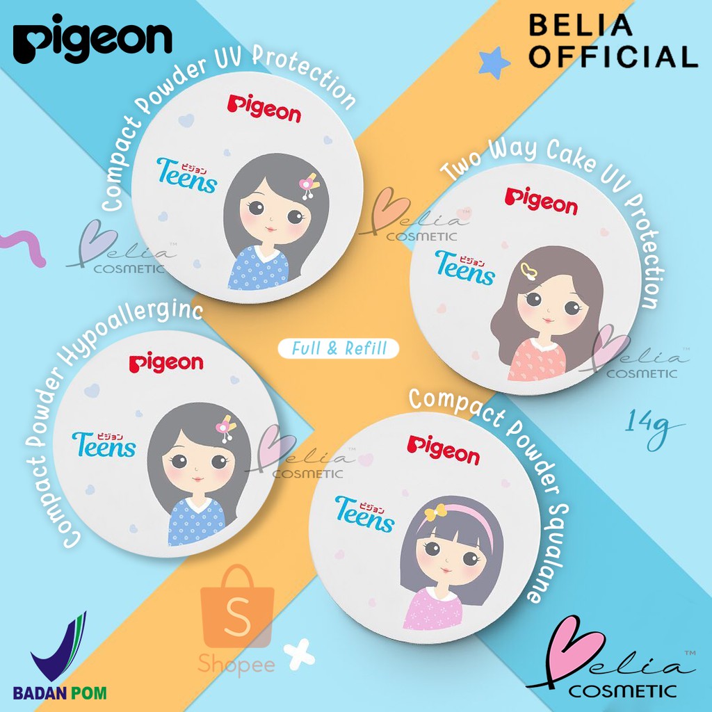 ❤ BELIA ❤ PIGEON TEENS Compact Powder UV Protection | Two Way Cake | Remaja 14g (✔️BPOM)