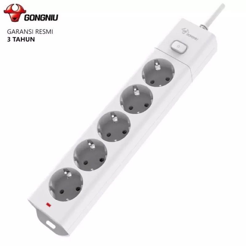 Stop Kontak Central On/Off Power Strip 5 Lubang Colokan GONEO Gongniu G1050 Tahan Panas Panjang Kabel 5 / 3 /1.5 Meter - Garansi Resmi 3 Tahun