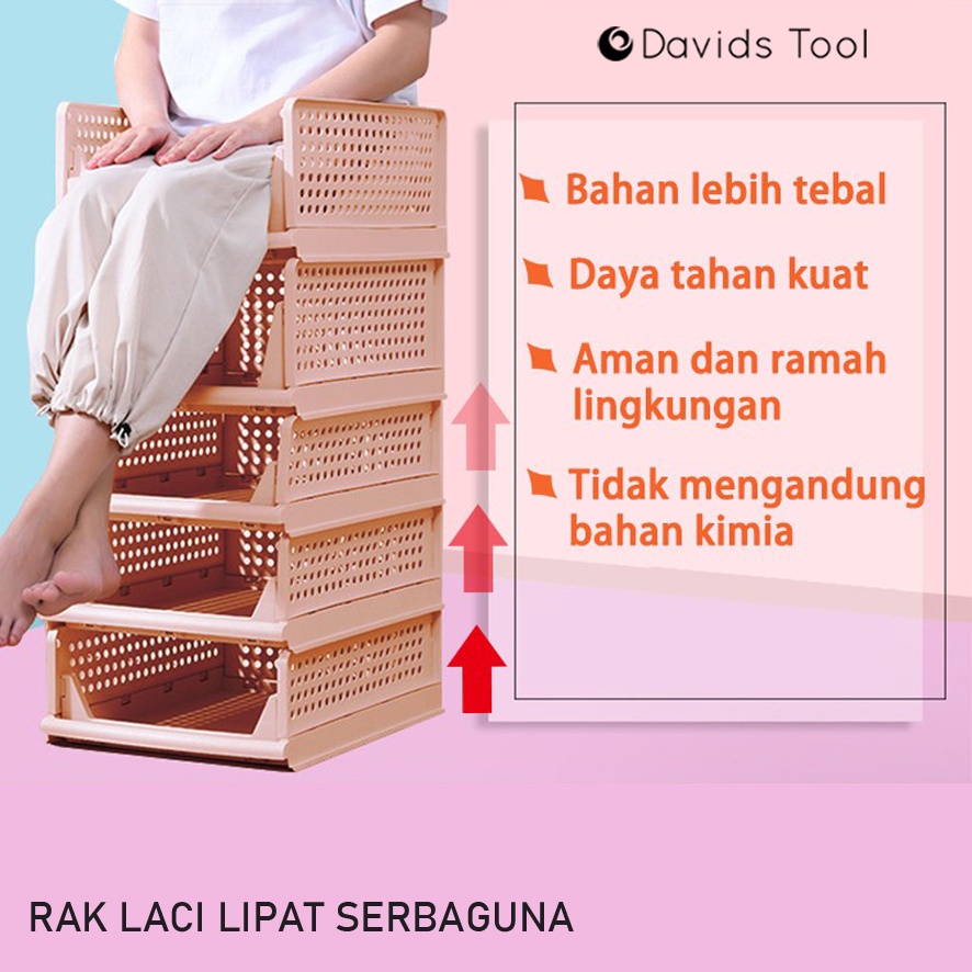 Rak Lemari Plastik Sekat Laci Portable Serbaguna 3 Warna