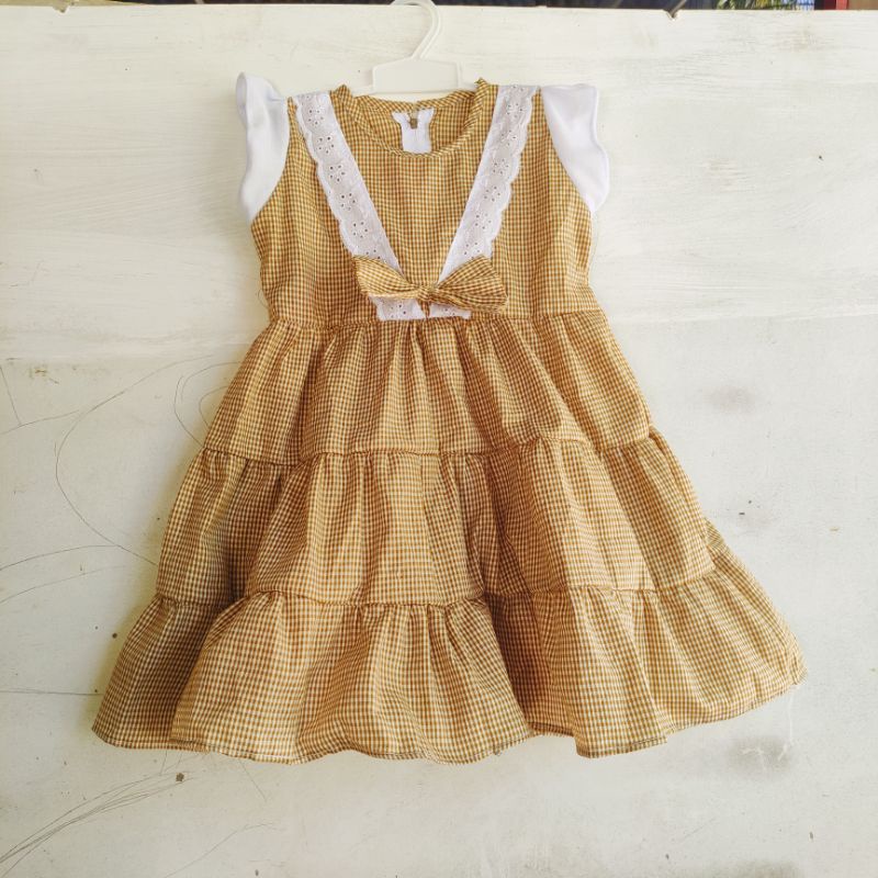 Dress anak 2 3 tahun gaun anak cewek kotak Baju anak cewek perempuan ( dress vikotak ) Fatonah Shop