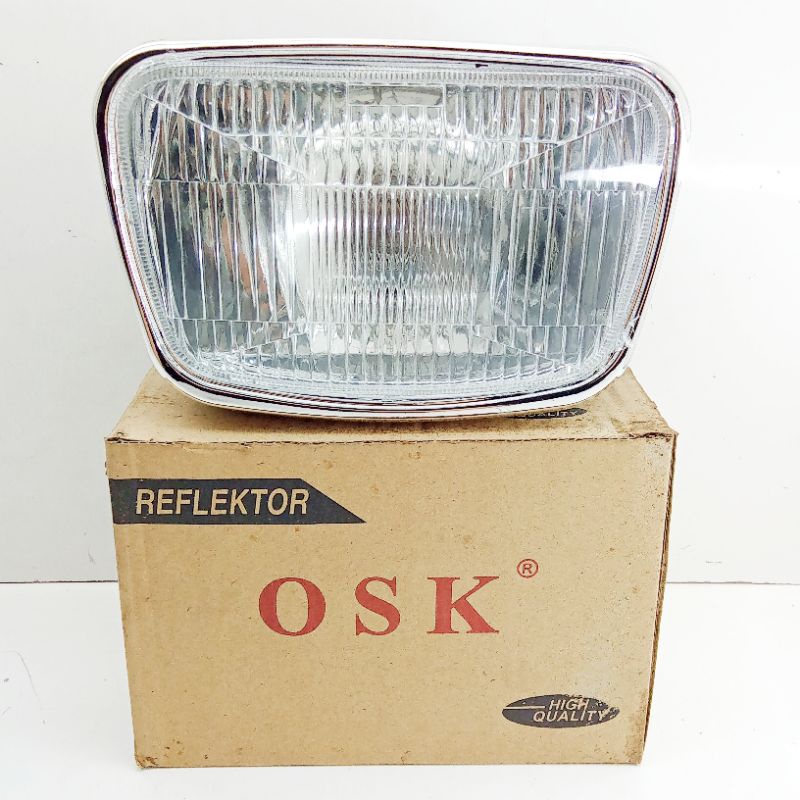 Lampu Depan Rx King New Oval Hitam Kaca Bening Bergaris Merk OSK