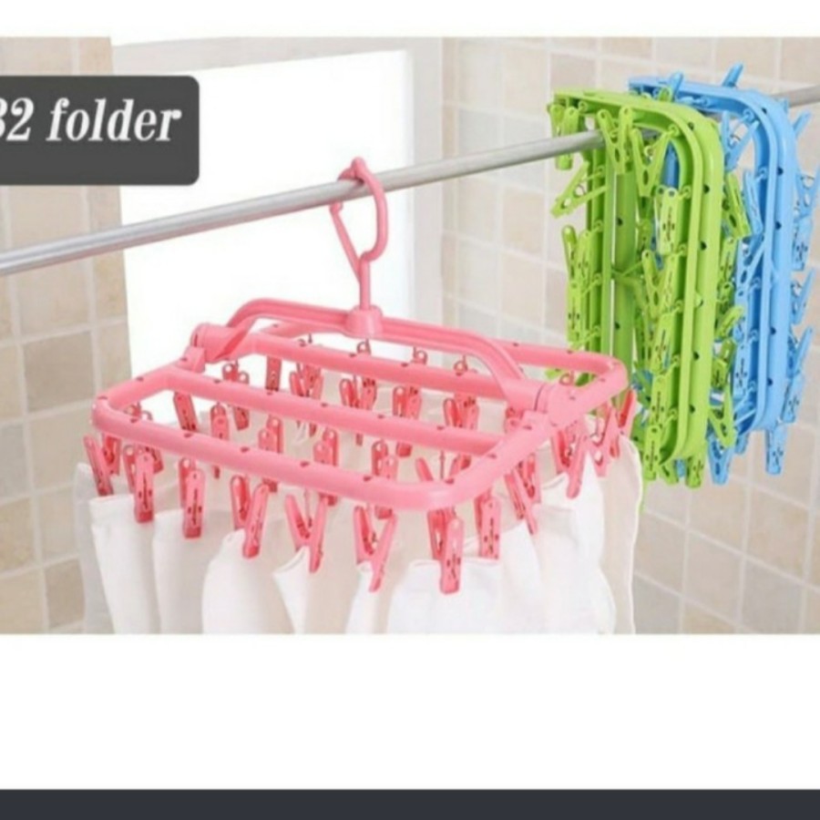 IKILOSHOP Hanger 32 jepit gantungan jemuran baju kaos kaki serbaguna laundry set