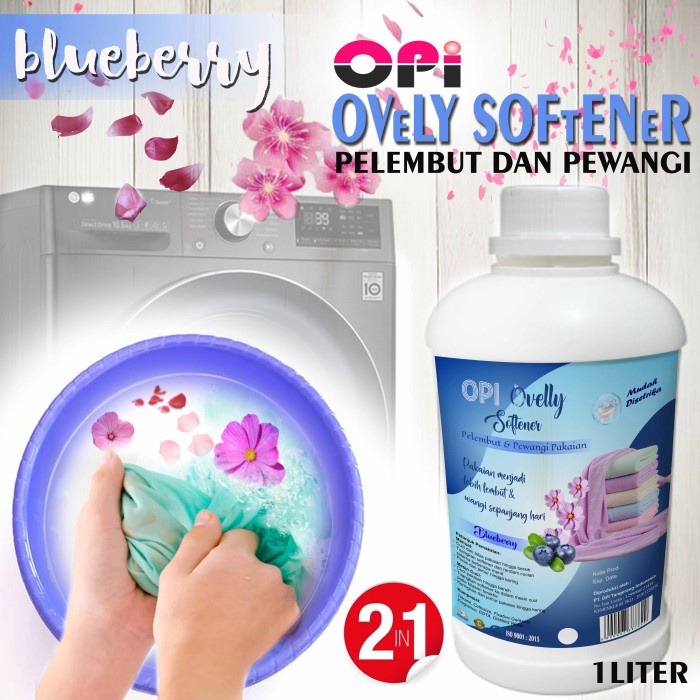 Softener 1 Liter blueberry dan lainnya (pelembut dan pewangi pakaian) Wangi beda Produk OPI baru by Ovelly shop sudah ada izin edar resmi by Oke sabun suplayer