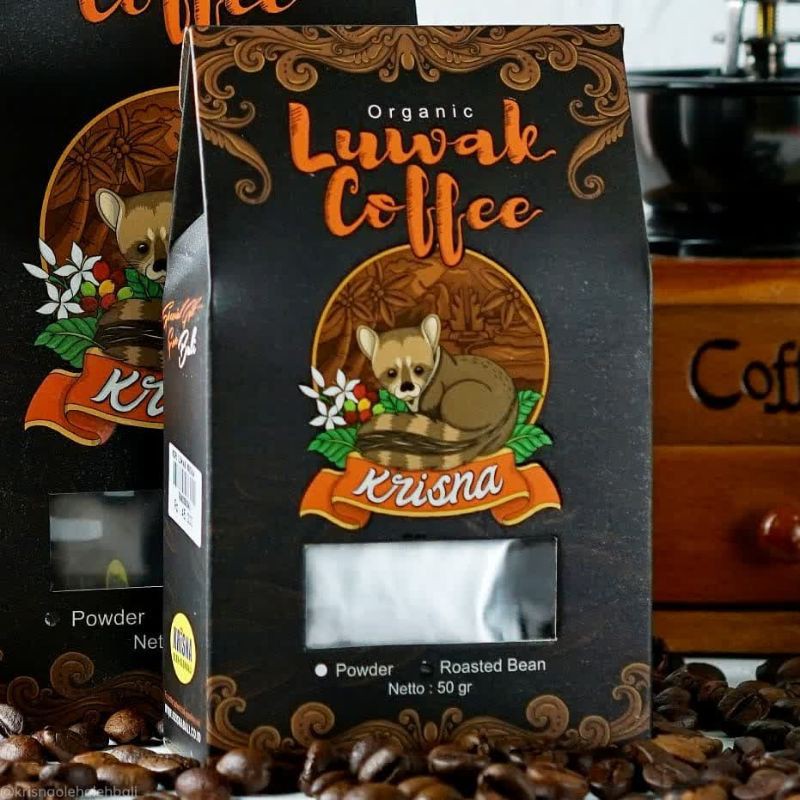 

KOPI LUWAK BALI ORGANIK (ORGANIC LUWAK COFFEE) ASLI BALI "KRISNA" 50gr + BUBBLE WRAP