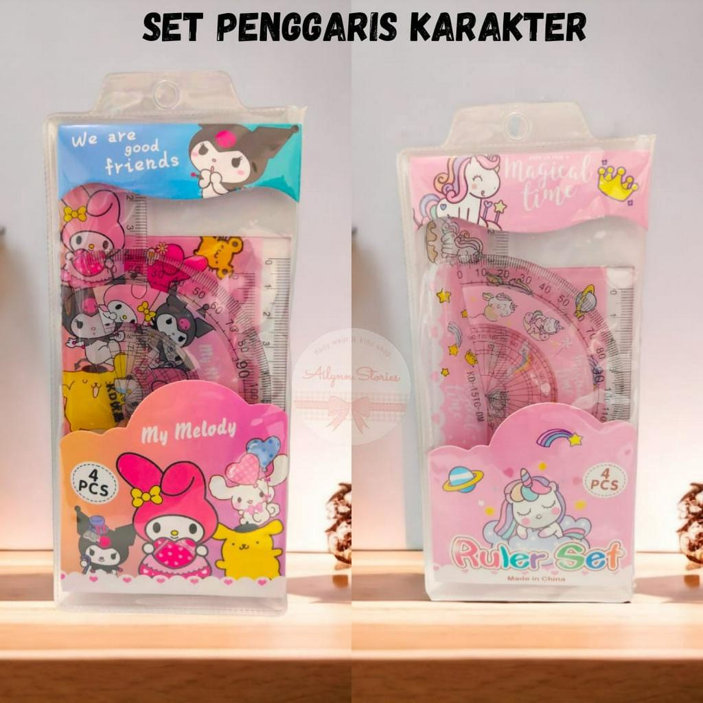 Penggaris Set Sanrio / Unicorn / Cars / Astronot