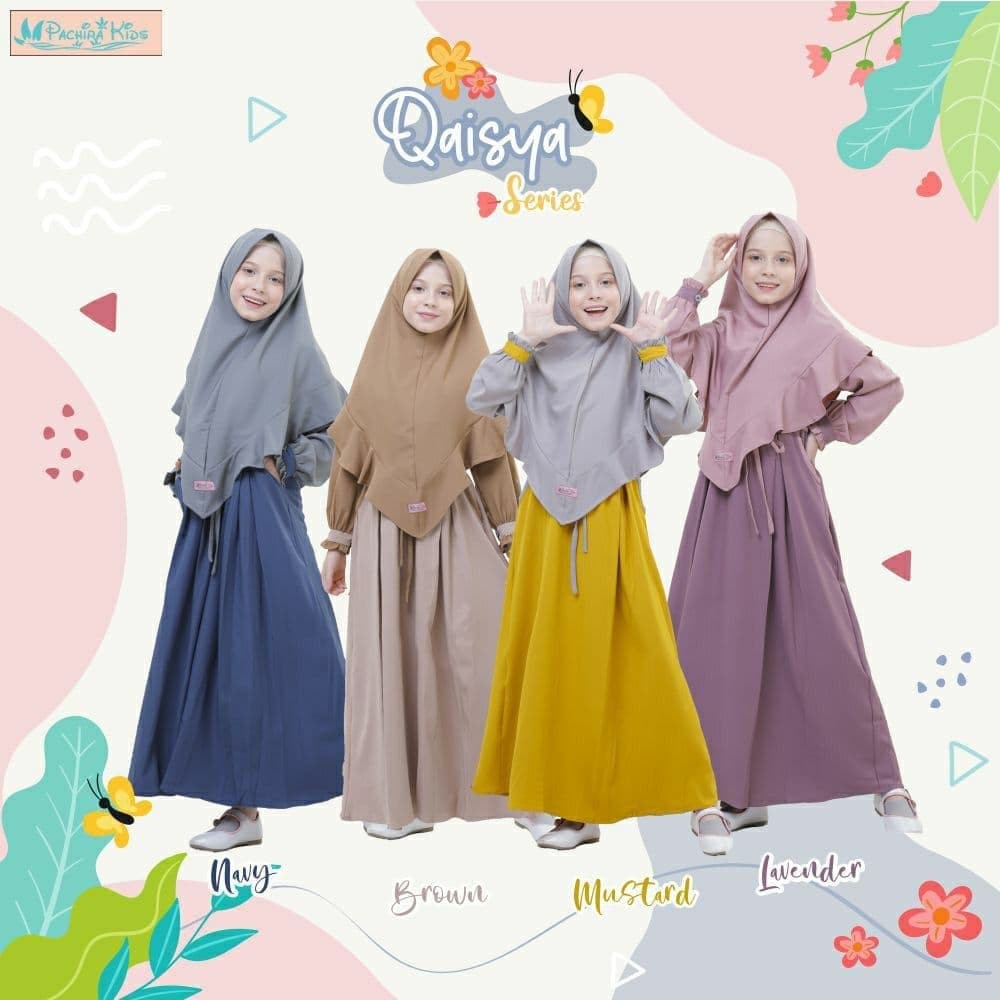 Gamis Qaisya Pachirakids Gamis anak Syari Baju muslim anak Perempuan usia 8-10 thn gamis anak murah