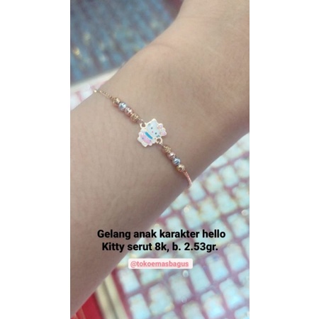 gelang emas asli anak hello Kitty serut k375/8k