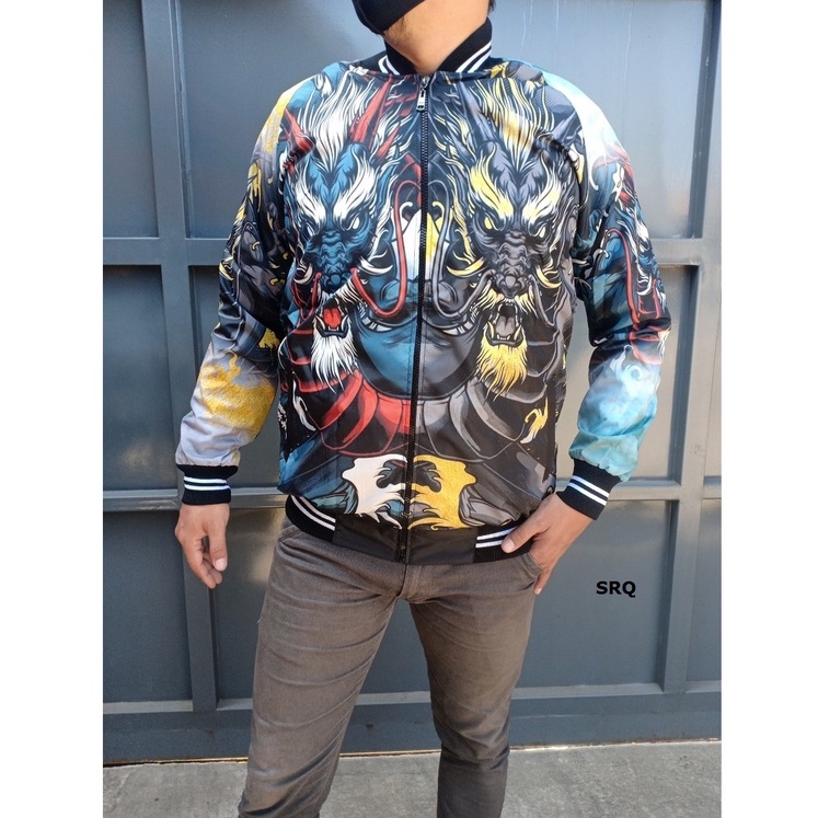 Jaket Sukajan Naga Jacket Dragon Bahan Parasut Furing Jepang Japan Pria Lelaki Laki Cowo Cowok