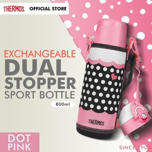 Thermos Dual Stopper 800ml FFR-804WF-D-P Sports Bottle FR804 Pink Termos Polkadot